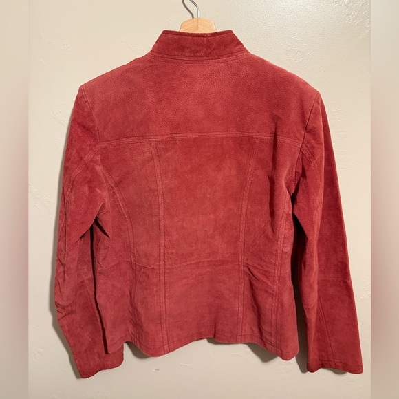 Relativity Vtg Women's Red Rust Suede Bomber Jacket Y2K Genuine Leather Large - Picture 9 of 13